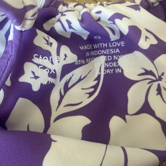 NWT Stone Fox Swim River Bottoms Purple White Floral Scrunch Bikini Color Kauai - Picture 5 of 7